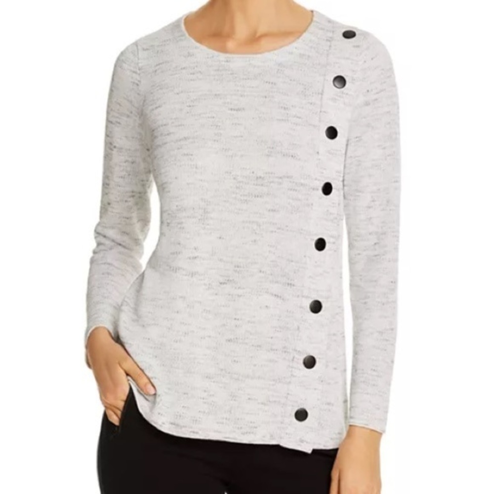 NIC and ZOE Mélange-Knit Snap Sweater 1X
